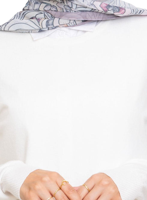 Off - White Round Knit Pullover - Khotwh